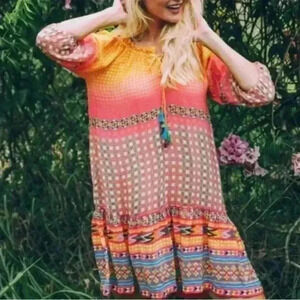 ANTHROPOLOGIE TANVI KEDIA Blushed Spectrum Dress Size Extra Small